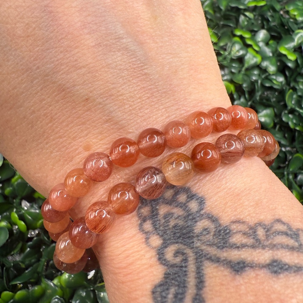 RARE - Red “Rabbit Hair” Quartz 7mm Beaded Bracelet
